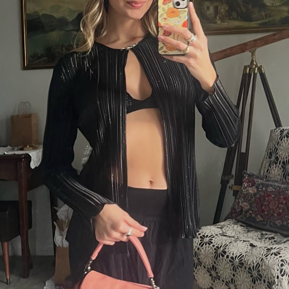 Black Sheer Sparkly Women's Top